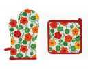 Airwill © Cotton Designer Pattern Heat Resistant Kitchen Linens (1 Oven Mitt & 1 Pot Holder) (Multicolor)...