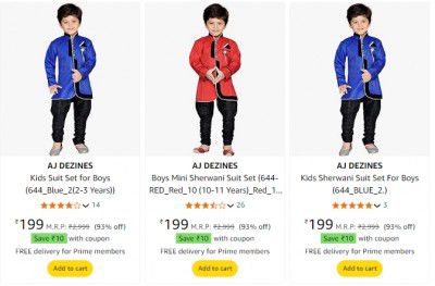 AJ DEZINES® Kids Suit Set Upto 90% Off + Extra Save Coupon