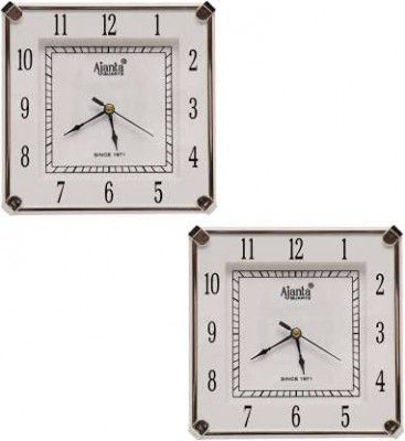 Ajanta Designer Wall Clock Battery Operated (19 x 19 x 3.5 cm, Quartz, Pack of 2)