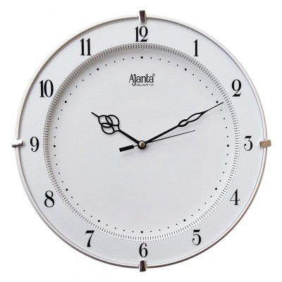 Ajanta Plastic Step Movement Round Wall Clock (White, 25.7 X 25.7 X 3.6 Cm) - Analog