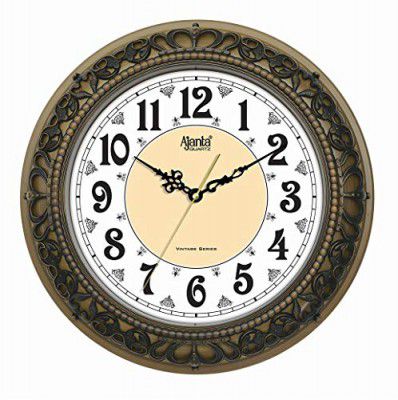Ajanta Quartz Plastic Silent Sweep Movement Vintage Wall Clock 14 Inch Wall Clock (Oak) Multicolour