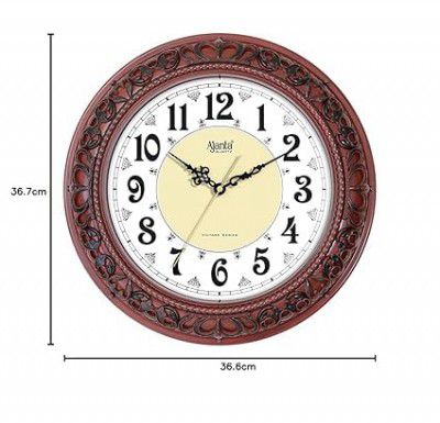 Ajanta Quartz Plastic Silent Sweep Movement Vintage Wall Clock (Mahogany, 366 x 57 x 367 mm)