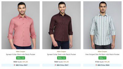 Ajio : UP TO 79% OFF |  Allen Cooper Men's Shirts