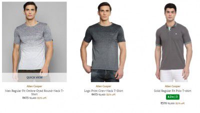 Ajio : Allen Cooper T-Shirt's Men's Clothing Upto 77% Off