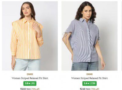Ajio : Dnmx Women's Shirts Upto 70% Off | Starts @ Rs 175