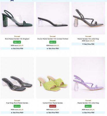 Ajio : Encrusted Heeled Sandals Upto 90% Off Starts At ₹599