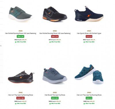 Ajio Footwear Loot : Sparx Men's Sneaker And Sports Shoes Starts At Rs 604