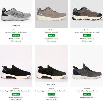 Ajio Footwear Loot : UP TO  70% OFF on SKECHERS Men's Shoes