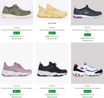 Ajio Footwear Loot : UP TO 75% off on SKECHERS Women's Shoes