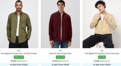 Ajio : GAP Mens Shirts Upto 60% Off