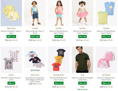 AJIO : Kid's Tshirt (Pack Of 2) Starts @90