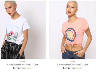 Ajio Loot : 17 Ladies T Shirts at ?840 Make Cart Value ?1250