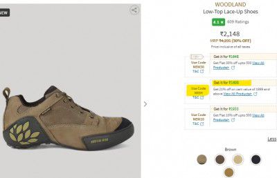 AJIO Loot : 50% Off On Woodland Shoes + Extra 21% Off