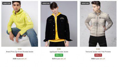 Ajio Loot : Ecko Men's Jackets & Coats Start at ₹800