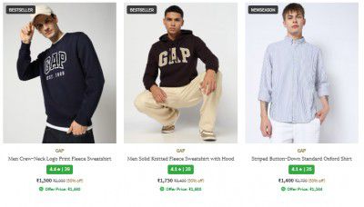 AJIO Loot : Flat 75% Off On GAP Men Clothing