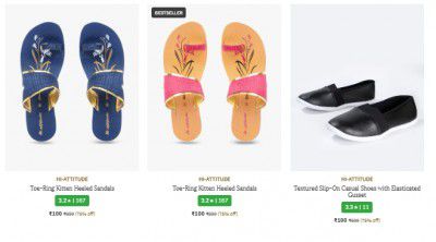 AJIO LOOT : HI-ATTITUDE Toe-Ring Kitten Heeled Sandals Starting @ Rs. 100