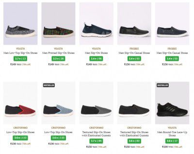 Ajio : Upto 80%  Men's Casual Shoes Start @ ₹150