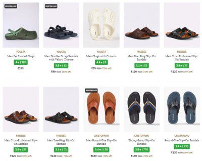 Ajio Loot : Men's Sandals Starts @₹150