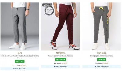 Ajio Loot | Men's Trackpants Upto 89% Off Starts At ₹499