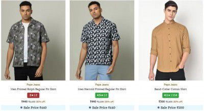 Ajio Loot : Pepe Jeans Men's Shirts Start at ₹440
