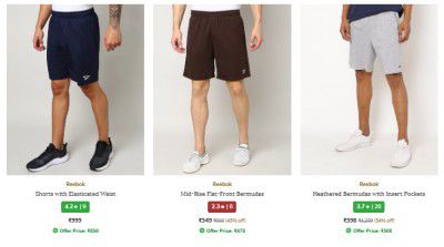 Ajio Loot : Reebok Men's Shorts Starts at ₹549