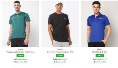 Ajio Loot : Reebok Men's T Shirts Starts at ₹429