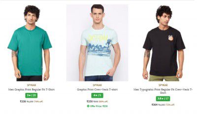 Ajio Loot : Spykar Men's T-Shirts Start at ₹300