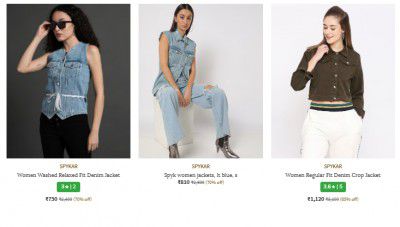 Ajio Loot : Spykar Women's Jackets & Shrugs Start at ₹800