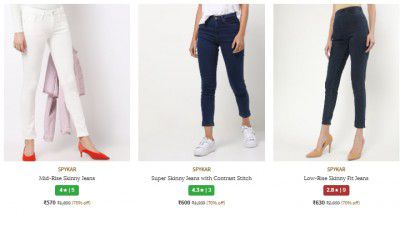 Ajio Loot : Spykar Women's Jeans & Jeggings Start at ₹575