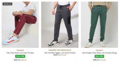 Ajio Loot : Teamsprint Men's Trackpant Starts at ₹203