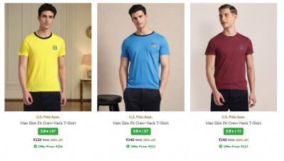 Ajio Loot : U S Polo Assn Men's T-Shirts Starts at ₹360