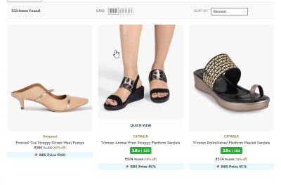 AJIO : Upto 80% Off On Branded Womens Footwear (Heels)