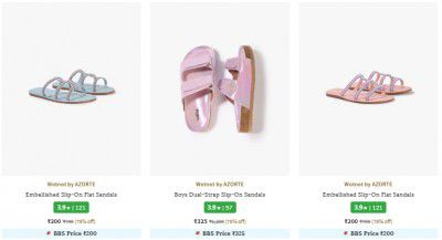 AJIO Loot : Upto 80% Off On Branded Womens Footwear (Sandals)