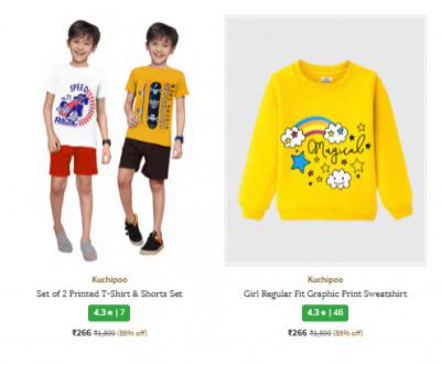 Ajio Loot : Upto 91% Off On Kuchipoo Kids Clothing | Starts At ₹171