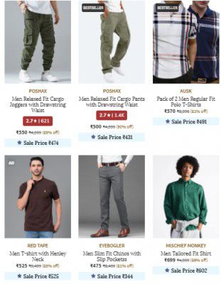 Ajio Loot : Upto 75% Off On Men's Clothing Starts At ₹391
