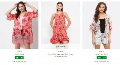 AJIO LOOT : Women's PURYS Floral Shrug at Rs 26