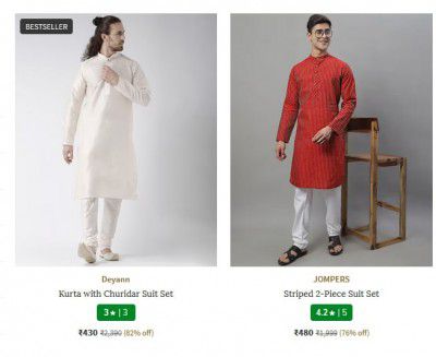 AJIO : Men's Kurta & Chudidar Set Start @₹430