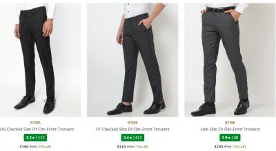 Ajio : Men's Trousers Starts ₹180