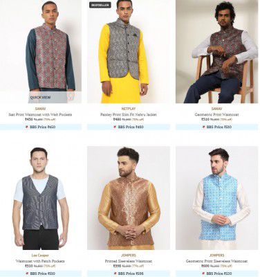 AJIO : Men's Waistcoat Starts at ₹450