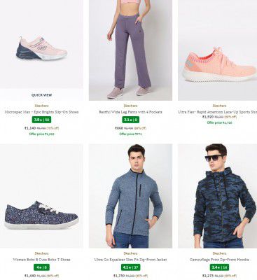 Ajio : Skechers Clothing & accessories Upto 75% Off