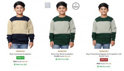 Ajio : Upto 60% Off On Indiweaves Clothing | For Boys