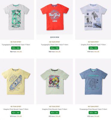 Ajio: Upto 70% Off On Boy's T-shirts Starts at Rs 60