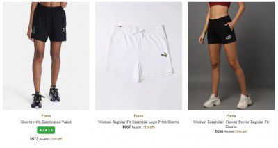 Ajio : Upto 72% Off On Puma Shorts | For Women