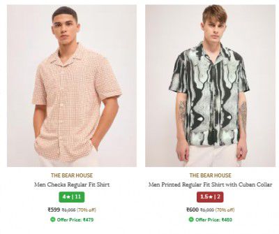 Ajio : Upto 70% Off | The Bear House Mens Shirts