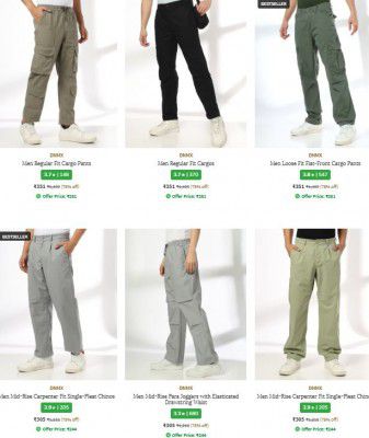 Ajio : Upto 75% OFF - Dnmx Mens Trousers & Pants | Starts At Rs.300