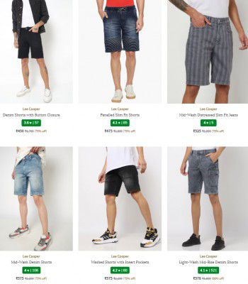 Ajio : Upto 60% Off on LEE COOPER Men's Shorts