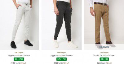 Ajio : Upto 70% Off on LEE COOPER Men's Trousers