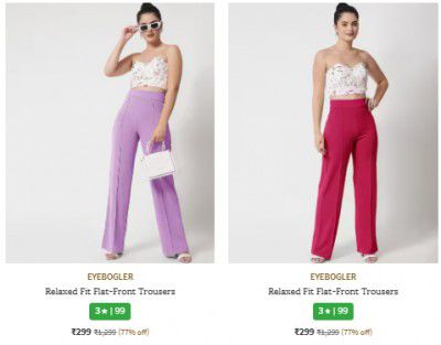 Ajio : Upto 82% Off On Eyebogler Womens Trouser & Pants