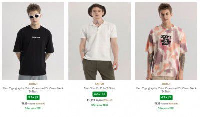 AJIO: Upto 75% Off On Snitch Men T-Shirts (Premium Brand)