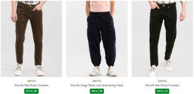 AJIO: Upto 75% Off On Snitch Men Trousers & Pants (Premium Brand)